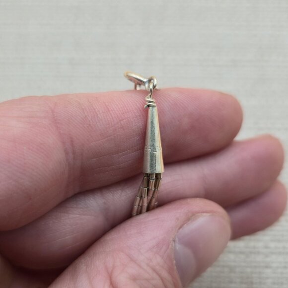 8 Inch Sterling Silver Turquoise Stone Pattern Liquid Silver Bracelet B711 - Picture 4 of 7